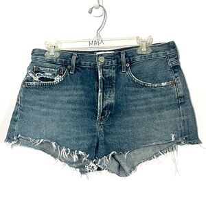 Agolde High Rise Parker Denim‎ Cut Off Shorts - 28